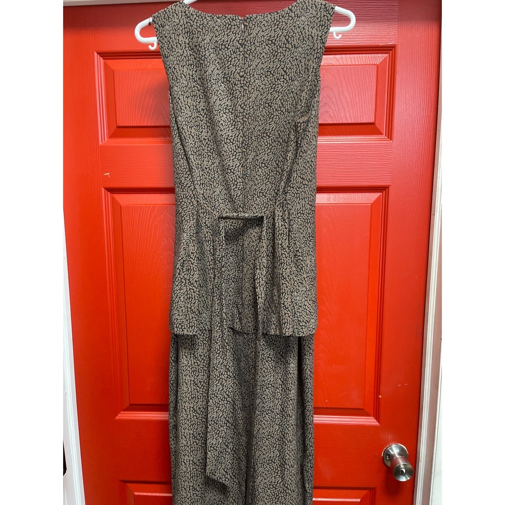 Spenser Jeremy Silk Pebble Print Tiered Midi Dress Brown Black Size 12
